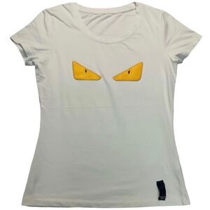 Basic Women’s White Tee Shirt with Yellow Eyes